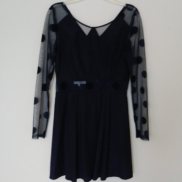 Fate Navy Polka Dot Mini Dress - Picture 1 of 7